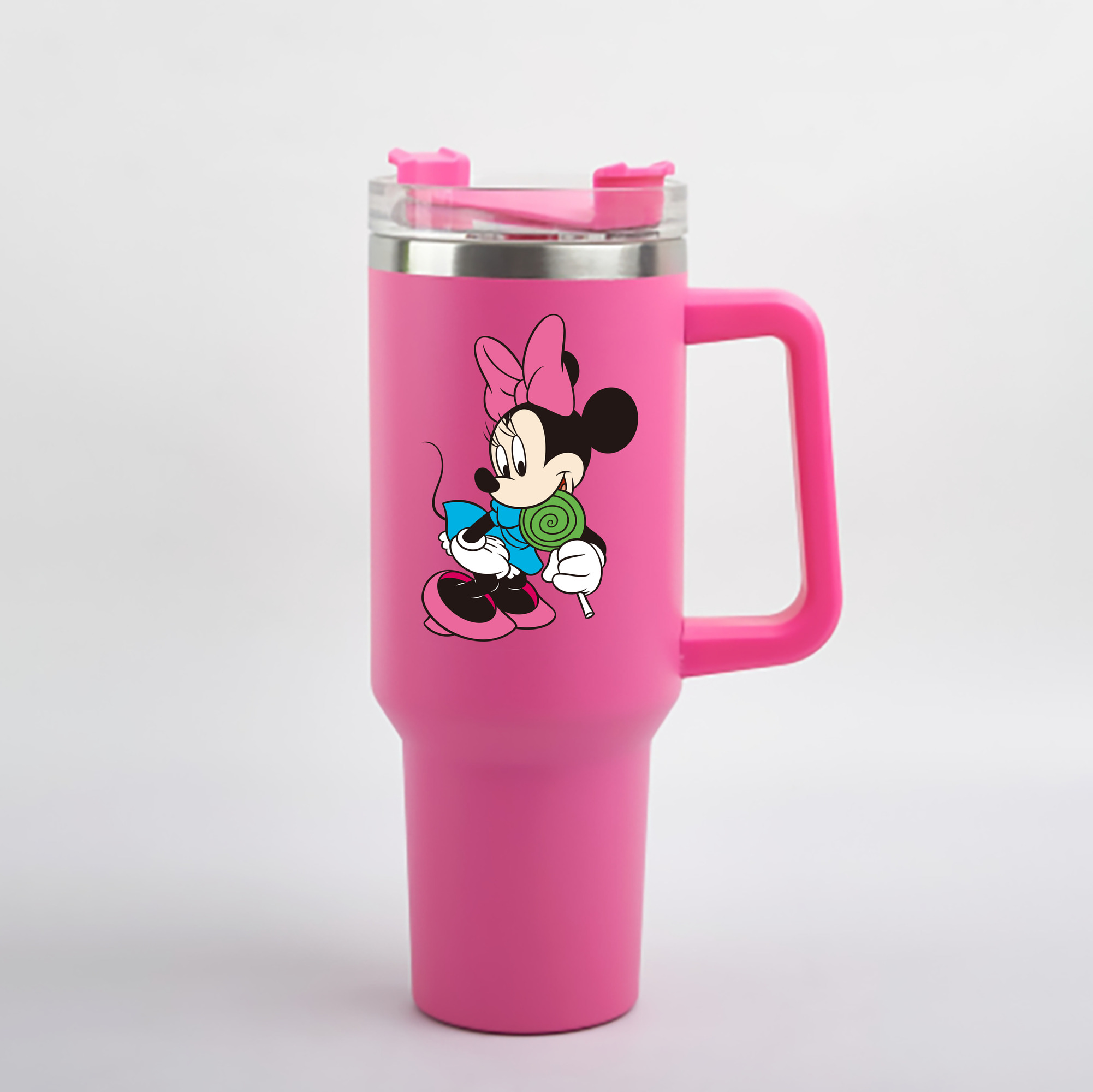 （画像用） ミッキーマウス Mickey Mouse 1200mL車用タンブラー - クリスタルステッカー（プラスチックストロー付き）